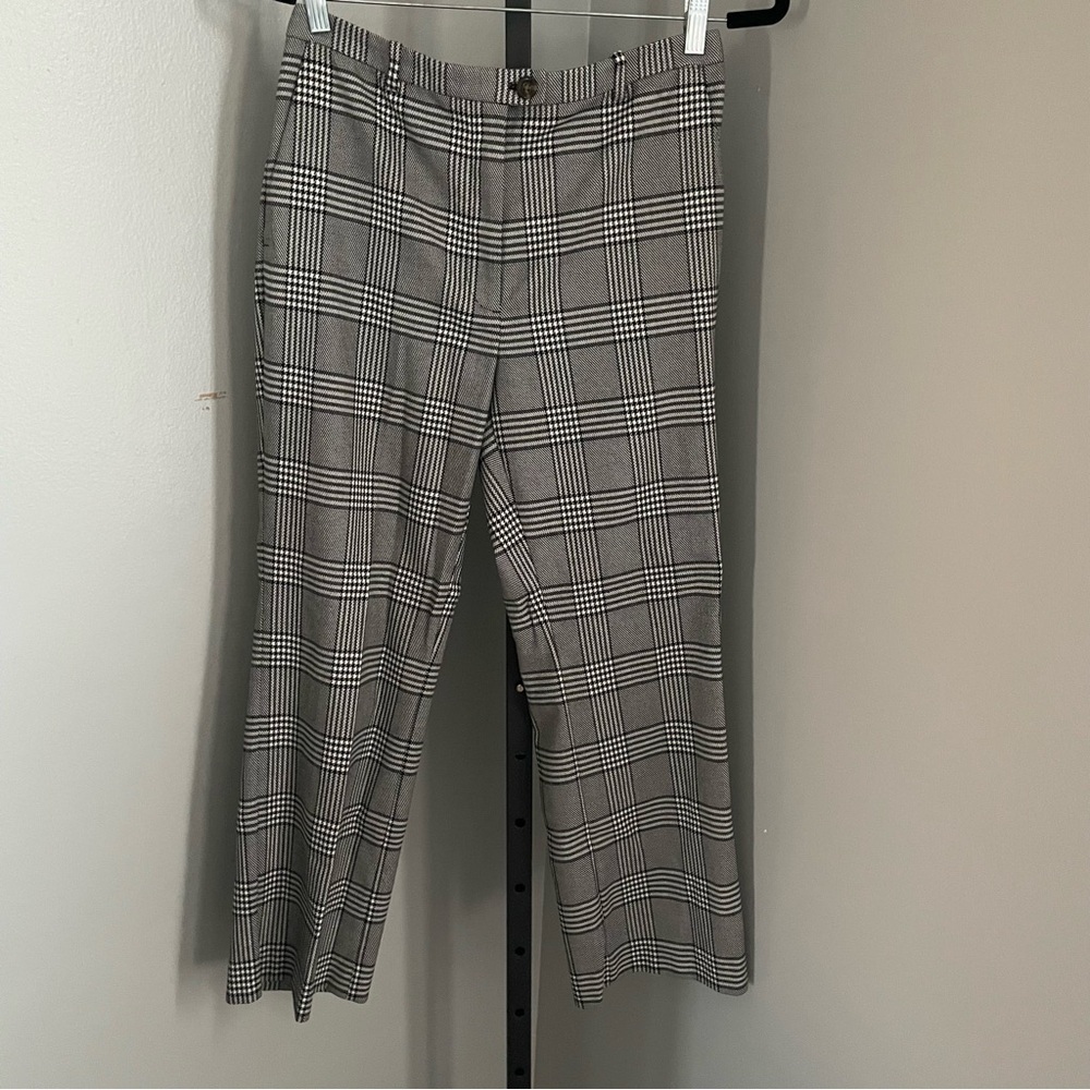Ann Taylor Grey and Black Plaid Trouser Pants Size 4